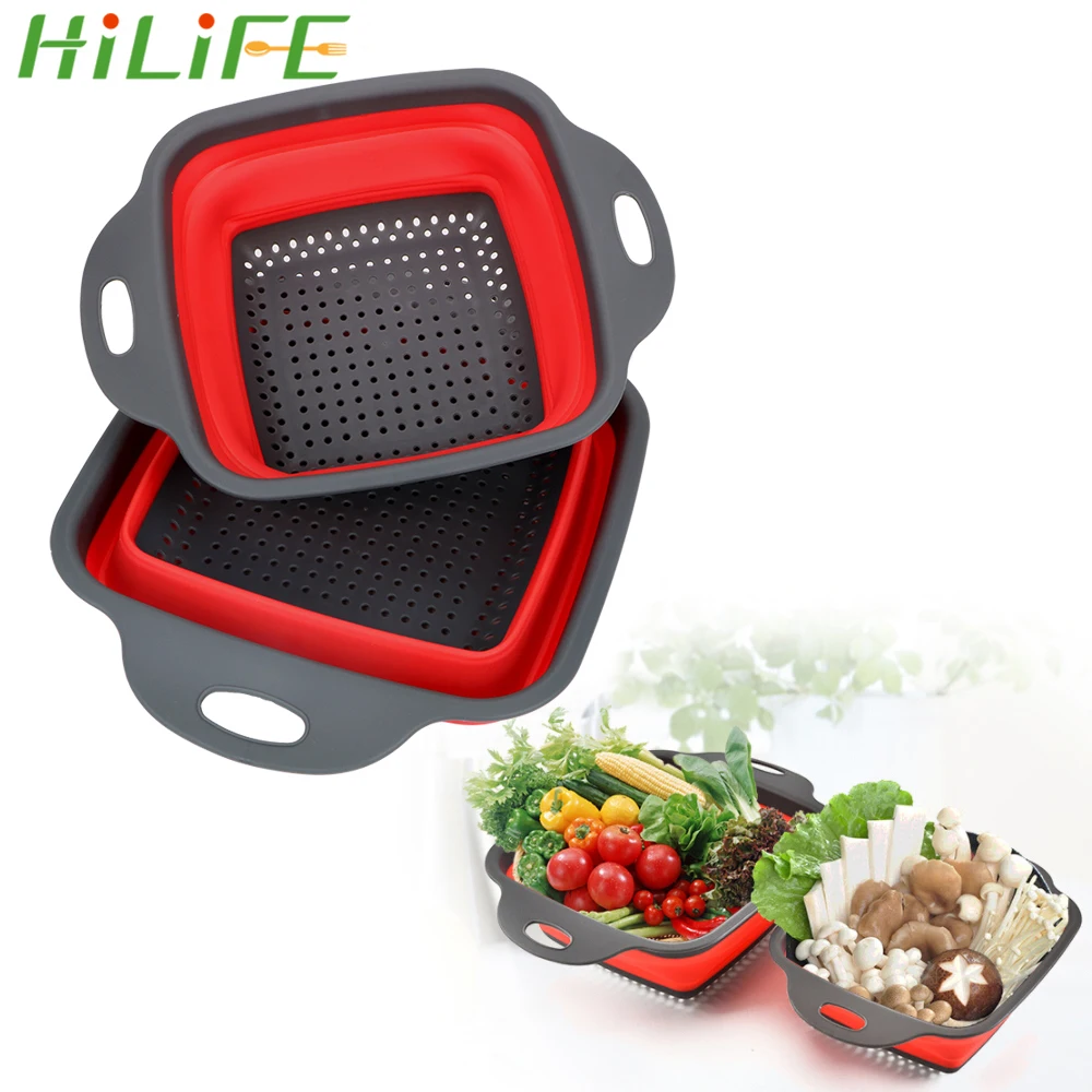 HILIFE 2pcs/set Foldable Strainer Basket Collapsible Drainer With