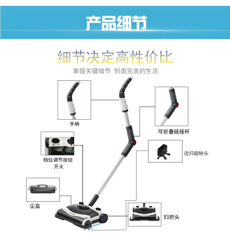 SW6128 бытовой беспроводной ручной толчок подметальная машина пылесос съемный Складной Механический Электрический уборочная машина