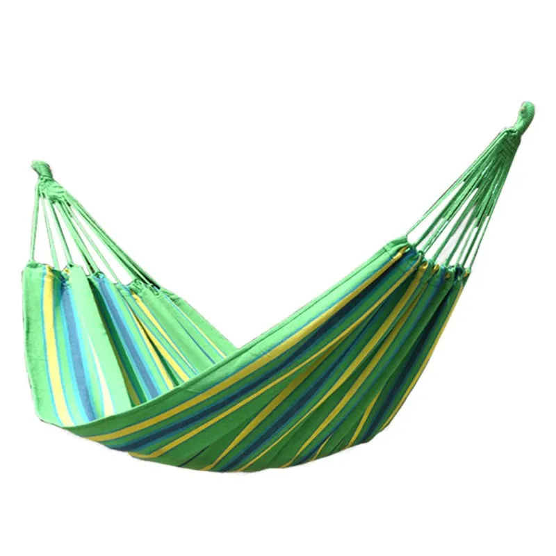 Portable Colorful Stripe Canvas Hammock Outdoor Hammocks Camping Hang Bed For Travel Camping