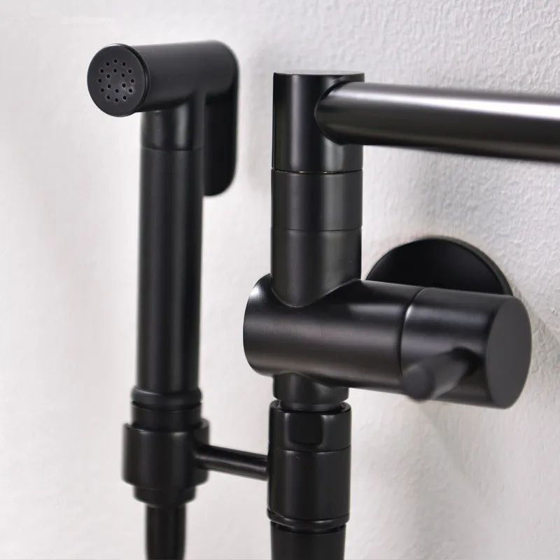 Kitchen Sink Faucet Foldable Kitchen Mixer Tap Brass Single Cold Wall Mounted Rotating Bidet tap Black/Chrome Mop pool faucet Kitchen Sink Faucet Foldable Kitchen Mixer Tap Brass Single Cold Wall Mounted Rotating Bidet tap Black/Chrome Mop pool faucet