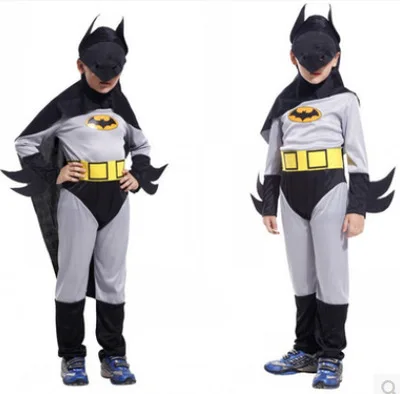 

2pcs/set batman halloween costumes for kids boy girls black clothes + capes cosplay Performance carnival costume children cloth