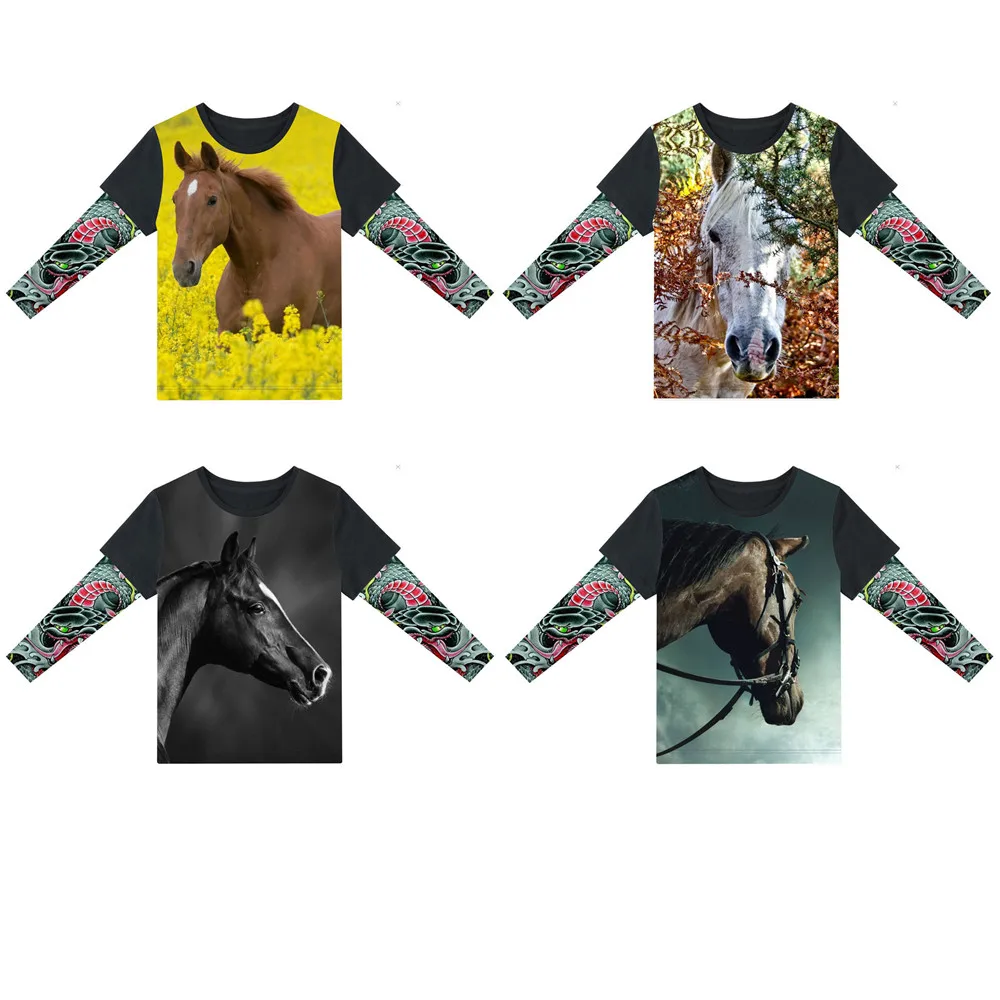 Г. Детская одежда футболка для мальчиков футболка с рисунком лошади для малышей, бренд, детская одежда с рукавами для девочек летняя детская одежда с татуировкой