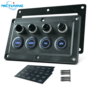 

MICTUNING 4 Gang Pre Wired LED Switch Panel Slim Touch Screen Circuit Breaker DIY Sticker 12V/24V for Cars Marine Caravan Yacht
