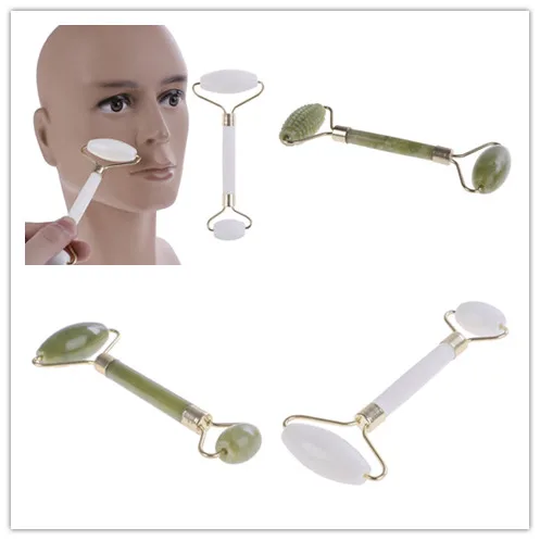 1PC Jade Stone Face Arms Neck Massage Roller Anti Wrinkle Face Slimming Beauty Tool Facial Double-end Massager Roller 3 Style