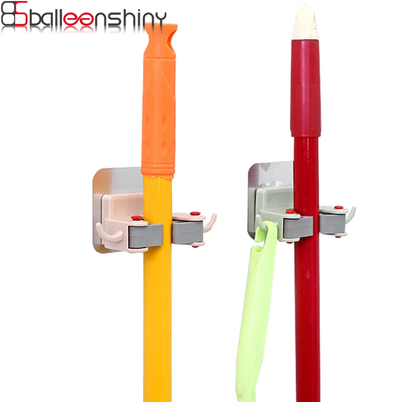 BalleenShiny Non trace Stick Broom Holder Creative Hook Storage Rack