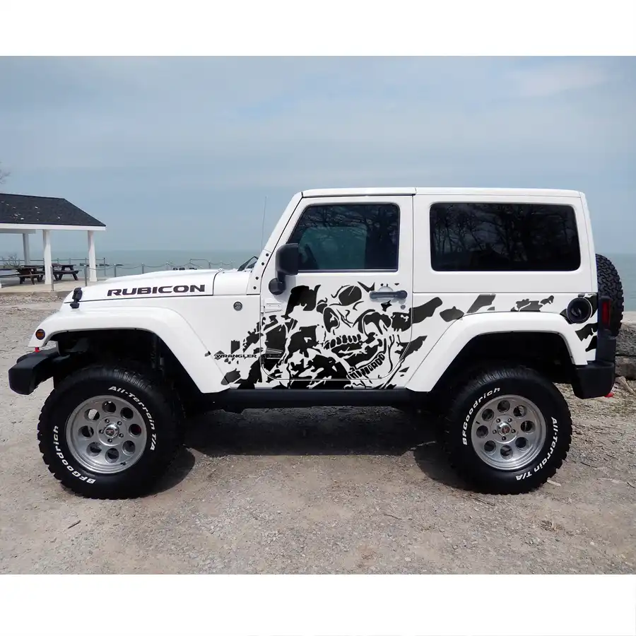 Car Sticker 2pc Side Body Mud Skull Graphic Vinyl Car Decals