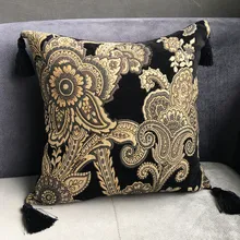 Vintage Big negro floral Chenille funda de almohada de cojín borlas funda decorativa sofá sillón hogar cojín de interior cubierta 45x45 cm