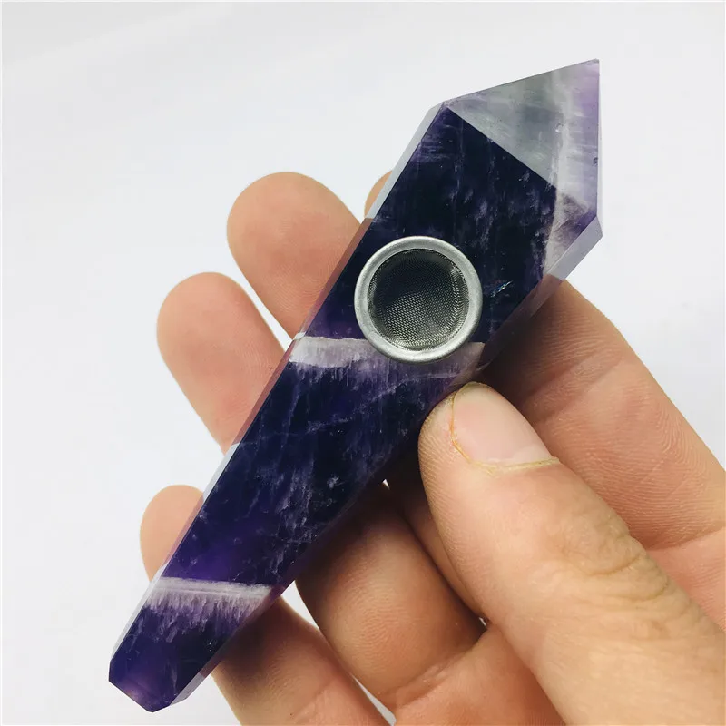 

Natural stone Crystal Pipe + strainer quartz stone healing wand 2 strainer + 1 brush