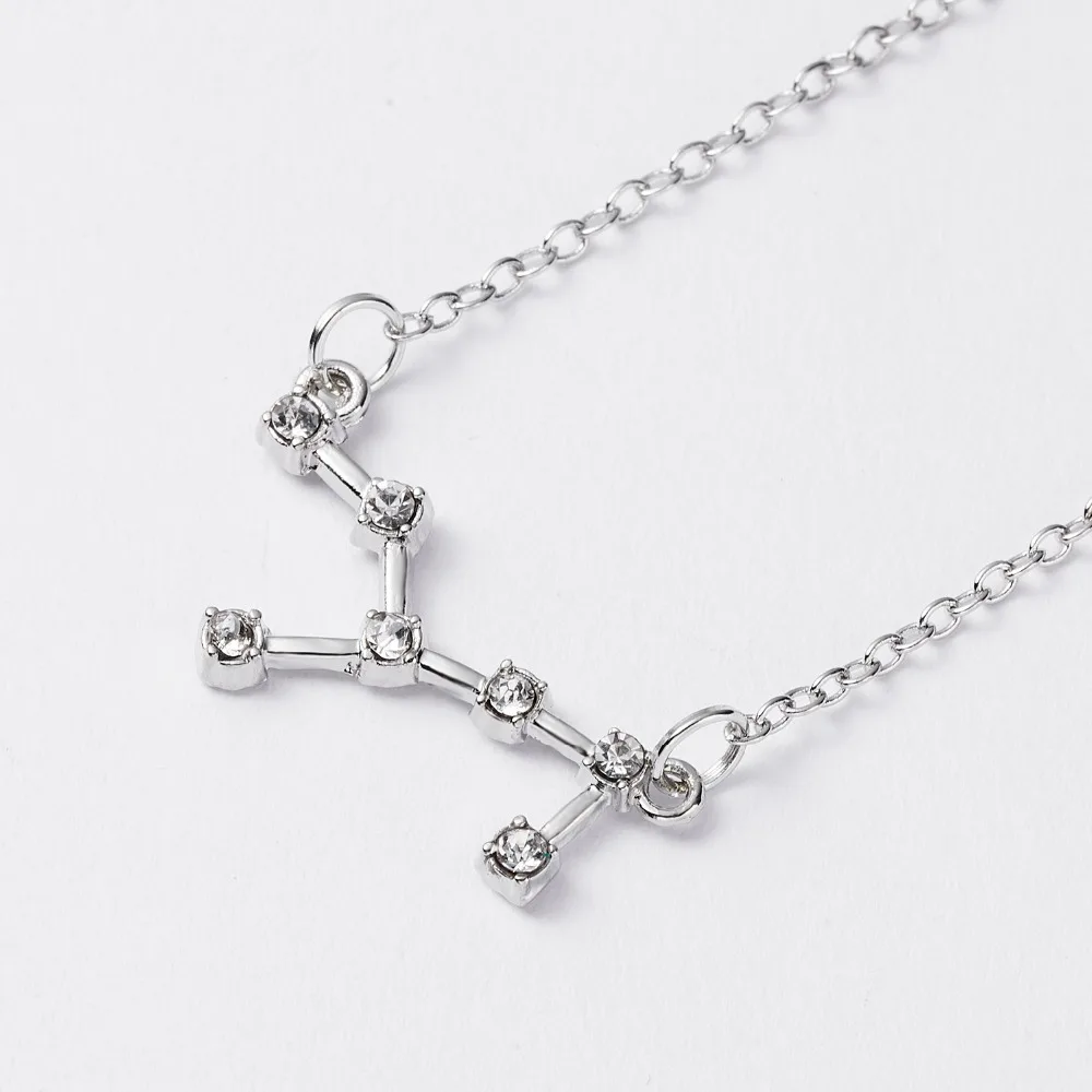 Rinhoo трендовые блестящие хрустальные звёздные Знаки зодиака 12 созвездий подвески ожерелья женские элегантные серебряные ожерелья-чокер ювелирные изделия