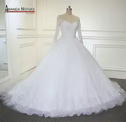 Vestido De Noiva простой, но элегантный Аманда Novias настоящие Свадебные платья с бисером пояса 2019