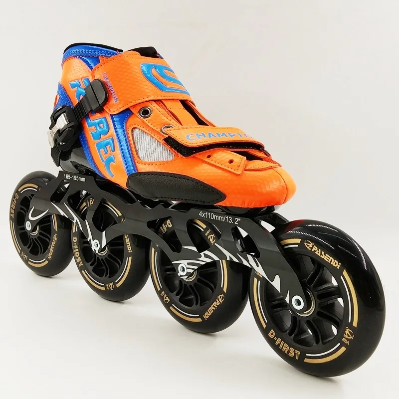 Новое поступление Профессиональный высокое Скорость скейт обувь Для женщин Для мужчин большие 4*110 мм колеса роликовые коньки для взрослых, обувь для детей