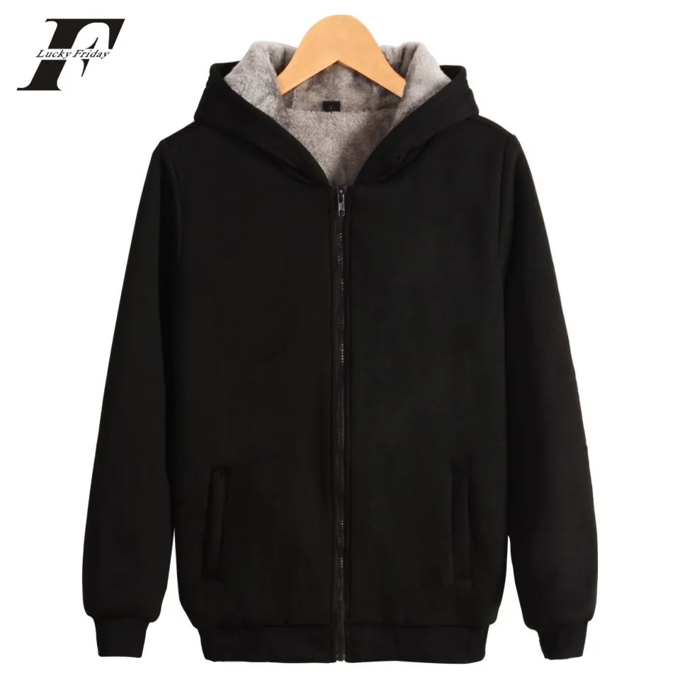 Good Style Zipper Thick Warm Sweatshirt Solid Color Winter Casual Brand Hoodies Clothing Cap ...