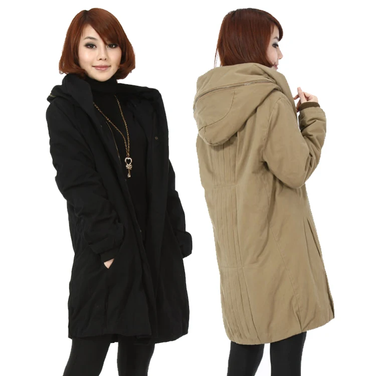 

Winter Coat Women 2015 New Fashion Women Hooded Wadded Jackets Winter Ladies Cotton Padded Loose Long Parkas Plus Size XXL H5517