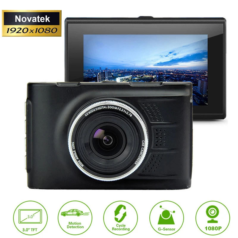 Novatek Mini Automobile Dvrs Car Detector Dash Cam WDR 3.0 Inch Display 1920*1080 FHD Video Recorder Dictaphone Vehicles Camara