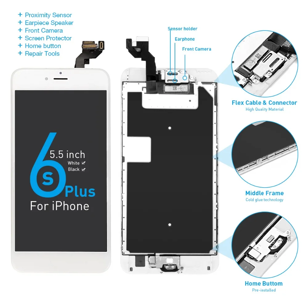 A1634 A1687 A1699 полный комплект дисплей для Apple iPhone 6S Plus ЖК сенсорный датчик дигитайзер сборка 5," экран кнопка домой+ динамик