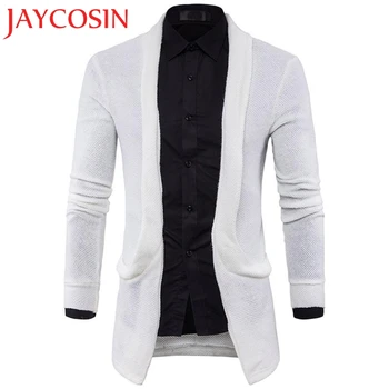 

2018 sweaters Mens Slim Fit Hooded knit Sweater Fashion Solid Long Trench Coat Jacket Dropshipping August 1