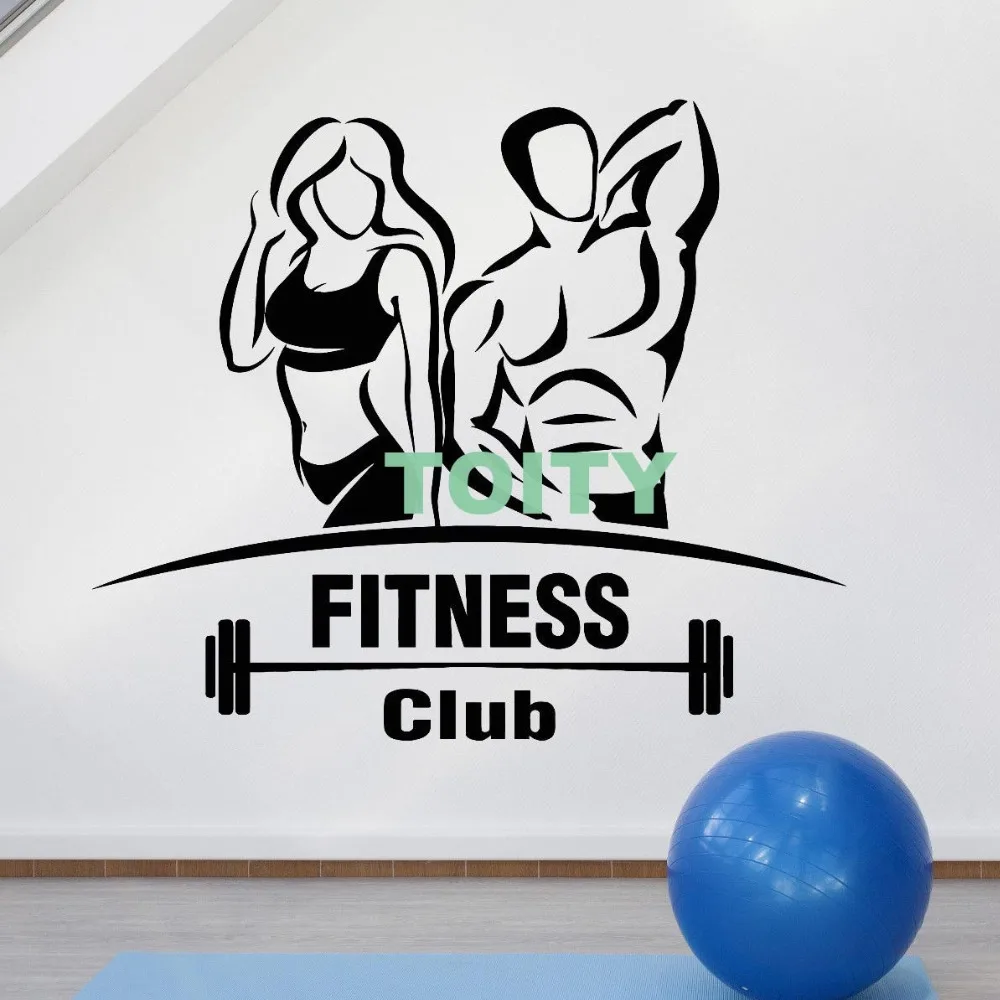 Vinyl Wall Decal Gym Fitness Club Sport Signboard Beautiful Body Stickers  Home Interior Room Creative Mural H68cm X W57cm - Wall Stickers - AliExpress