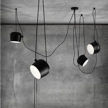 

Loft vintage industrial iron drum pendant lights black suspension luminaire bar living room hanging light lamp fixtures