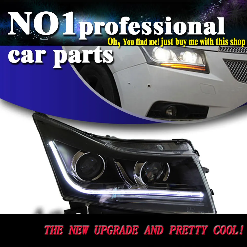 

Car Styling Head Lamp 2009-2014 For Chevrolet Cruze headlights led head lamp DRL front Bi-Xenon Lens Double Beam HID KIT