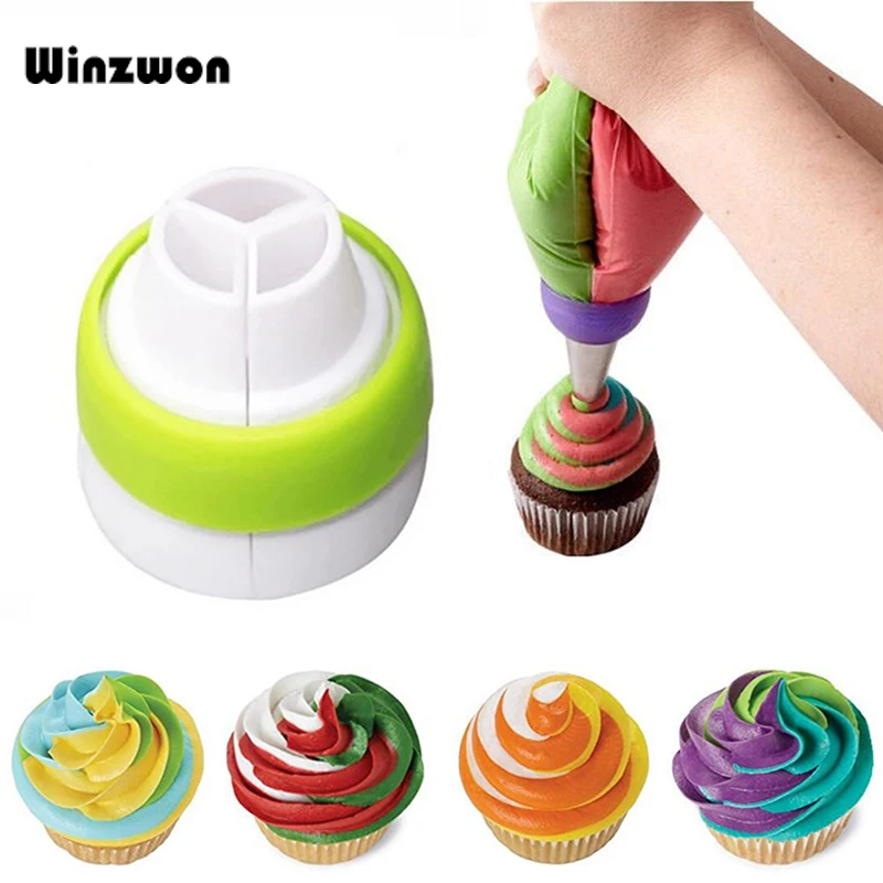 

3 Holes 3 Colors Icing Piping Nozzles Converter Pastry Nozzles Cream Coupler Cake Decorating Tools For Cupcake Fondant Cookie