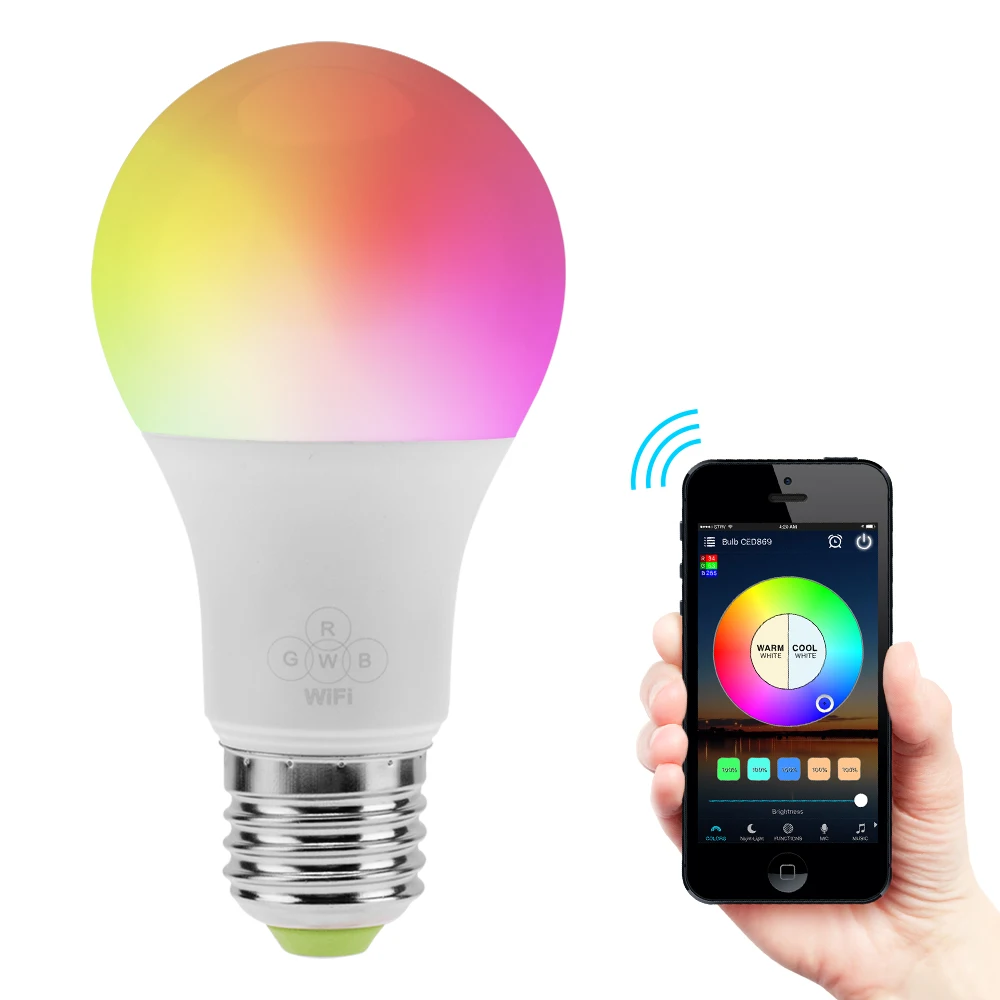 

E27 WIFI Smart Light Bulb APP Remote Dimmable Multicolor LED Lamp Timing Function Compatible with Alexa and Google Assistant