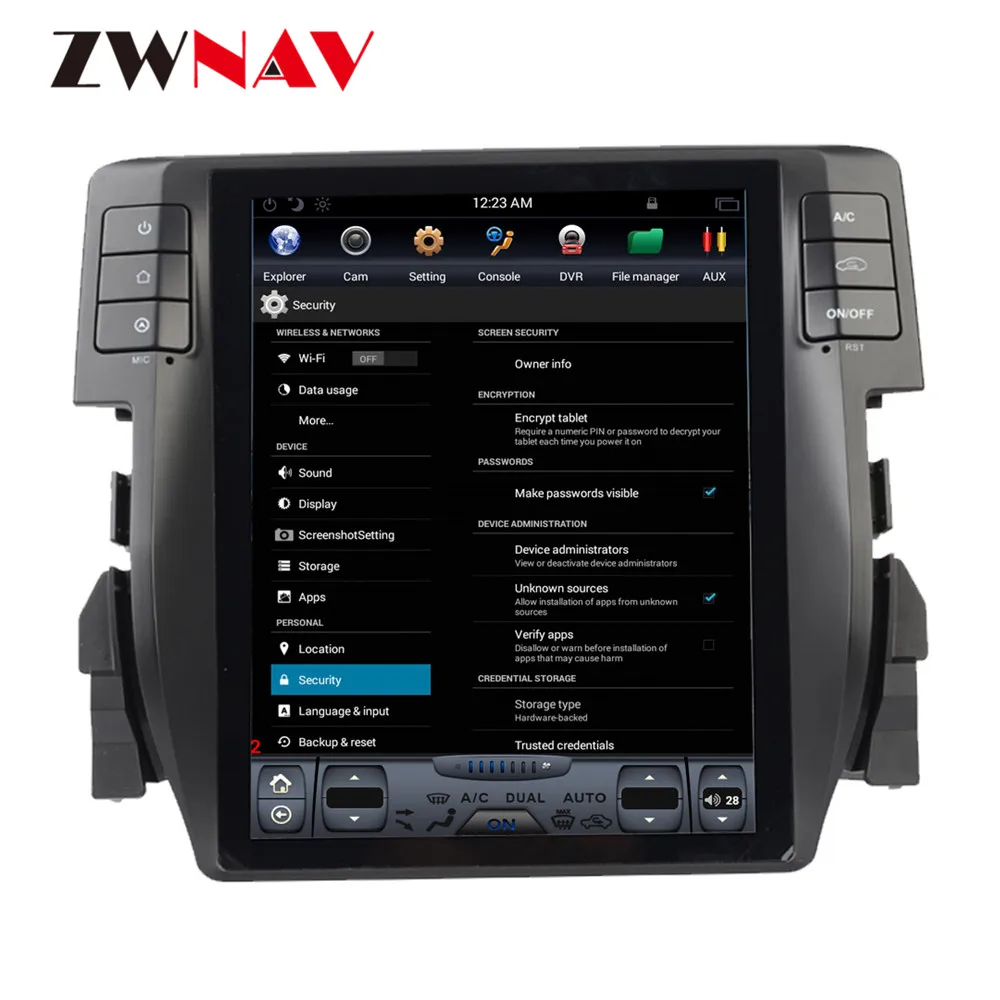 ZWNVA Тесла ips экран Android 7,1 автомобиль без CD DVD плеер радио gps навигации для Honda civic 2016 2017 головного устройства