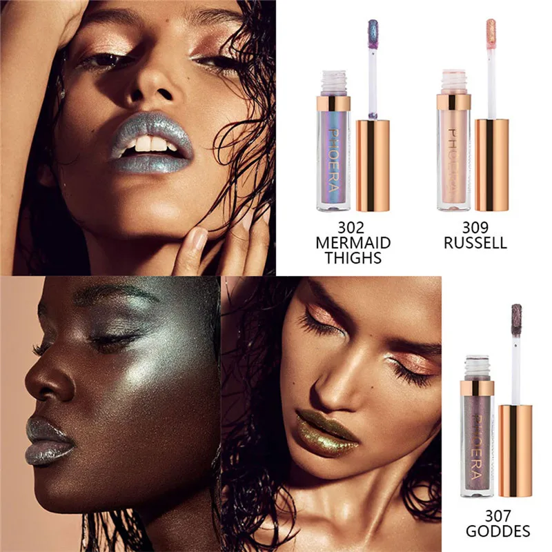 

PHOERA 10 Colros Metallic Lipstick Rainbow Shimmer To Glitter Liquid Lipstick Waterproof Lip Gloss Makeup Tools Profissional