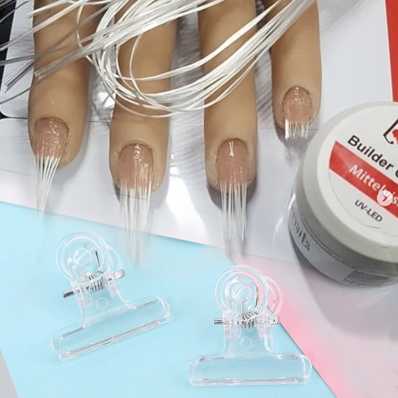 

50cm White Fiberglass for Nail Extension Acrylic Tips like real nail with 6pc Clips Manicure Tools Curvature Clips Silk Wraps