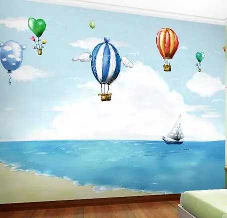 

2016 new selling customized large murals 3d wallpaper wall covering children's cartoon Hot balloon kids bedroom fairy tale world