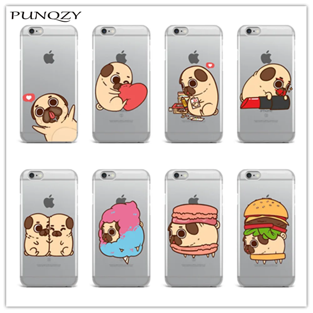 

Cute funny cartoon Emoji pug Soft TPU transparence siliconel Cover Case for iphone X 8 Plus 7 Plus 6 6S Plus 5 5S SE phone case