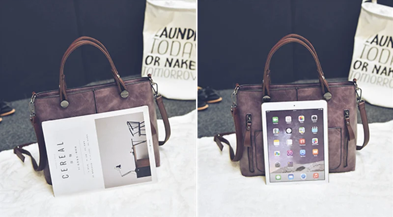 Women Shoulder Bag Vintage PU Leather Casual Totes Female Daily Shopping Bags Luxury Designer Ladies Handbag Dames Tassen SS0375 (9)