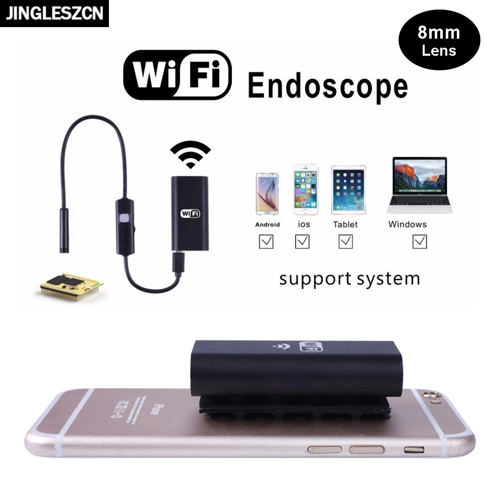 JINGLESZCN Wifi Endoscope Camera 8MM 2M Waterproof USB Endoscope