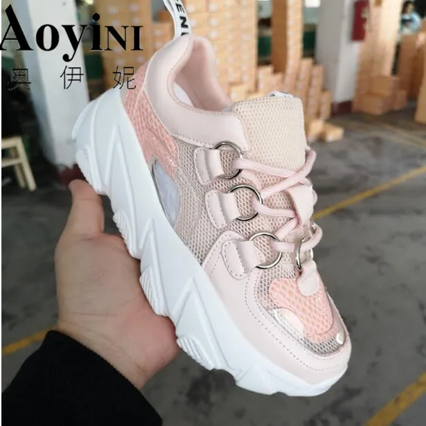 

2019 New Women Sneakers Fashion Casual Shoes Woman Comfortable Breathable Mesh Flats Female Platform vulcanized shoes