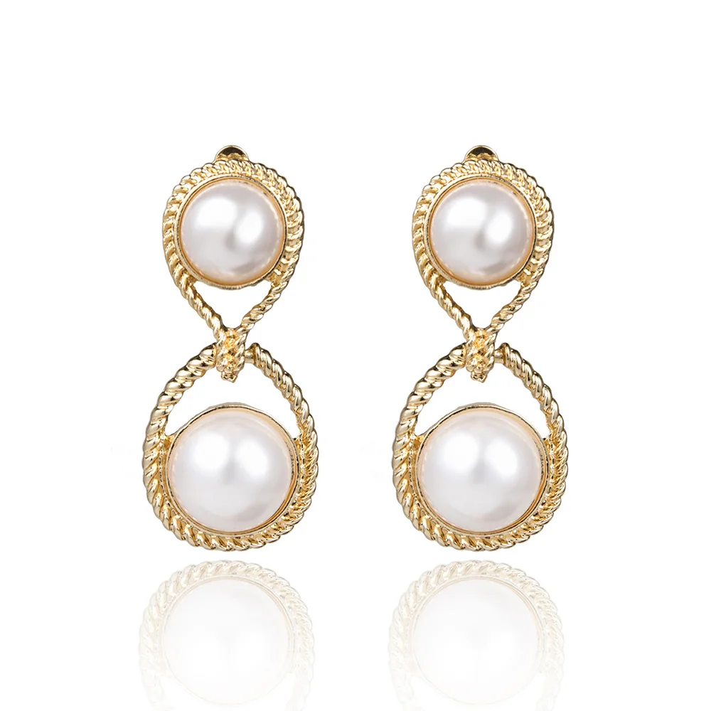 gold pearl Модный кристалл жемчужные круглые серьги-гвоздики с подвеской для женщин модные жемчужные очаровательные массивные ювелирные изделия Свадебные серьги женские - Окраска металла: gold pearl
