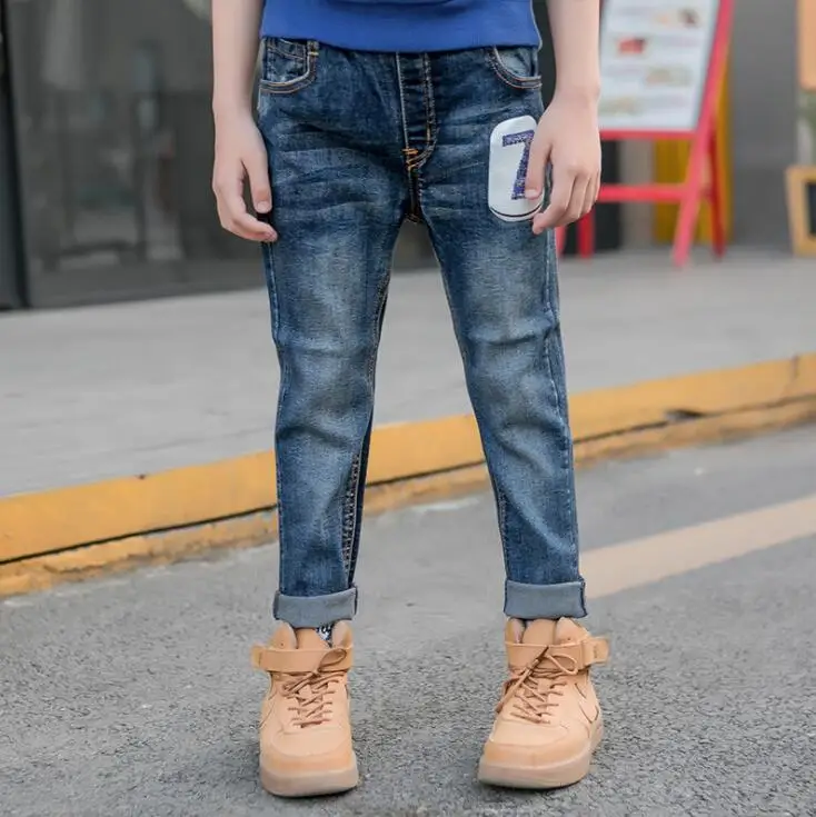 

Children Brand Jeans Boys Pants Pocket Hole Jeans 2018 Spring Autumn Light Wash Boys Jeans for Boys Solid Color Children's Jeans
