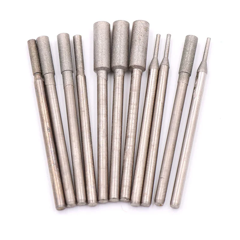

1pcs 1-4mm Diamond Coated Cylindrical Polishing Grinding Head Bits Carving Burrs For Jade Agate Rotary Tools A Needle