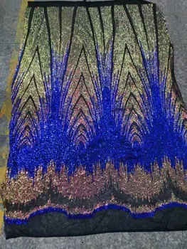 

Sequins embroidered French mesh African lace fabric large flower position sequins Nigeria lace suitable for wedding dress fabric