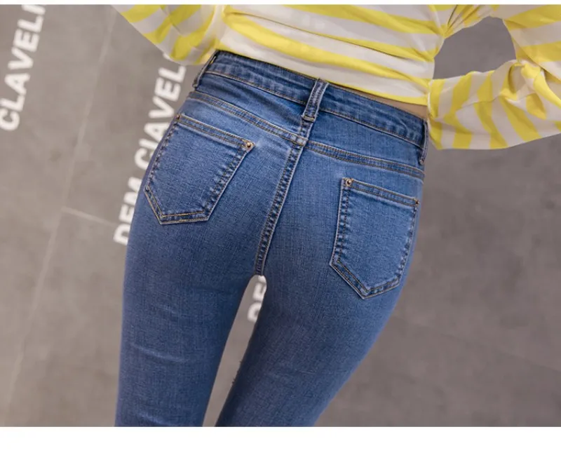 Основные Длинные с Высокая Талия расклешенные джинсы Для женщин отбеленные клеш обтягивающие джинсы женские широкие брюки джинсовые