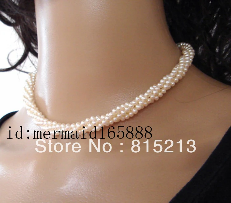 ddh0047 4 Rows 4-5mm Set White Akoya Cultured Pearl Necklace/Bracelets