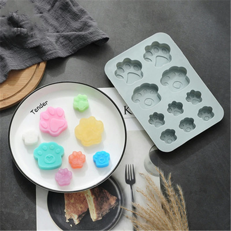 

Puppy Footprints Silicone Cake Chocolate 10 Cat Claws Handmade Soap Mold High Temperature Cold Soap Soap DIY Family Party Fun
