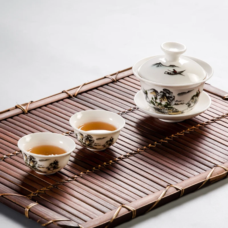 High Quality Gai wan tea set Bone China Tea Sets porcelain teapot tea set for travel Beautiful and easy kettle with 2 cups