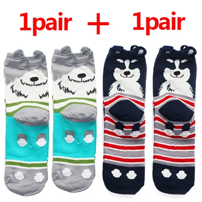 1/2/3pairs Cute Animal Socks for Women Men 3D Ears Dog Socks with Print Art Socks Winter Autumn Kawaii Socks Warm Sokken Meias - Цвет: 2pair