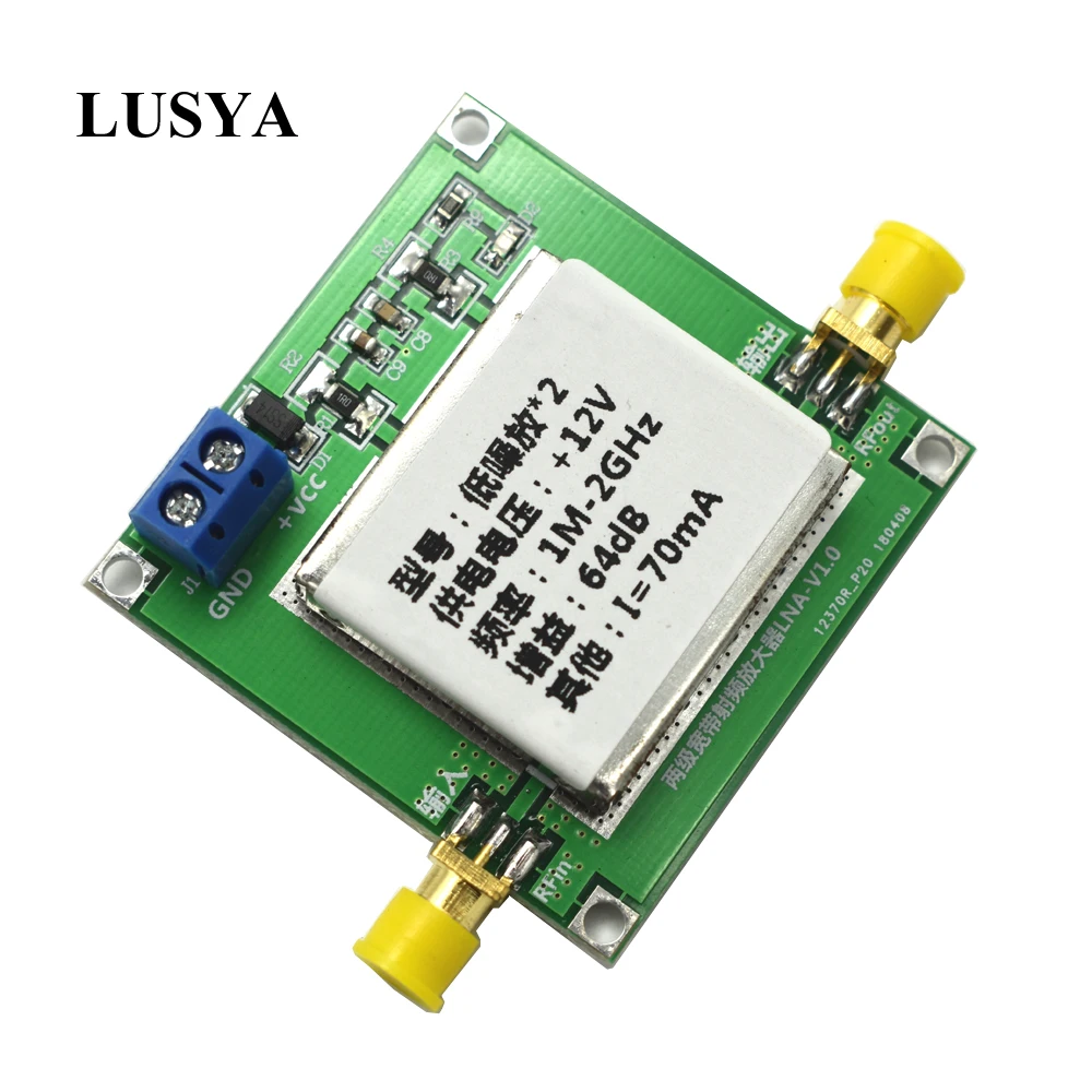 Ganho de rf de Banda Amplificador de Baixo Lusya 0.1 2 Ghz 64db Larga Amplificador Placa Ruído Lna Módulo F1 007
