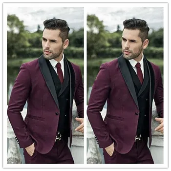 

Custom Men Suit Handsome Groomsmen Wool blend Groom Tuxedos Mens Wedding Dress Blazer Prom Dinner (Jacket+Pants+Vest)