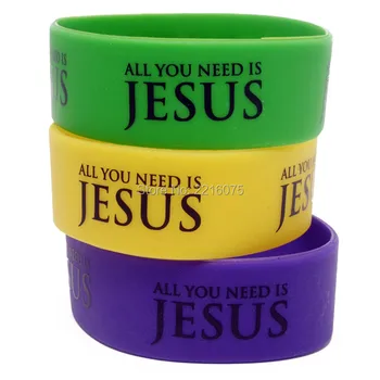 

300pcs One inch Silkscreen printed Religious All You Need Is Jesus wristband silicone bracelets free shipping by DHL express