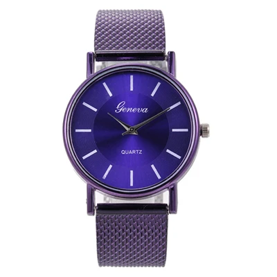 Geneva женские часы кварцевые Наручные Смотреть Простой циферблат аналоговые Reloj hombre силиконовый ремешок женские часы круглые модные часы B30 - Цвет: Фиолетовый