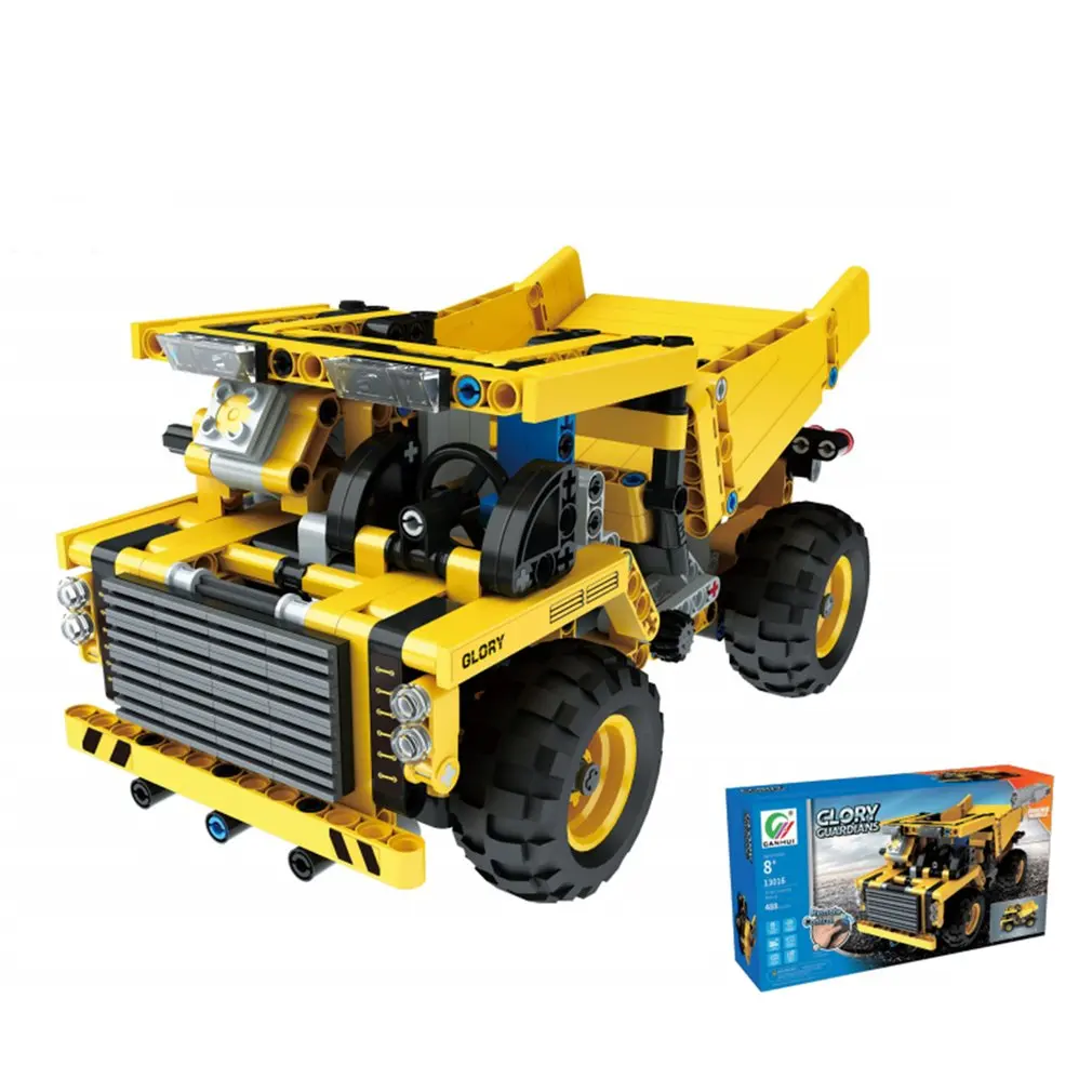 

MoFun-13016 488pcs DIY RC Truck Toys 2.4G 4CH USB Charging Building Block Simulated Mine Electric RC Truck Kids Vehicles Toy