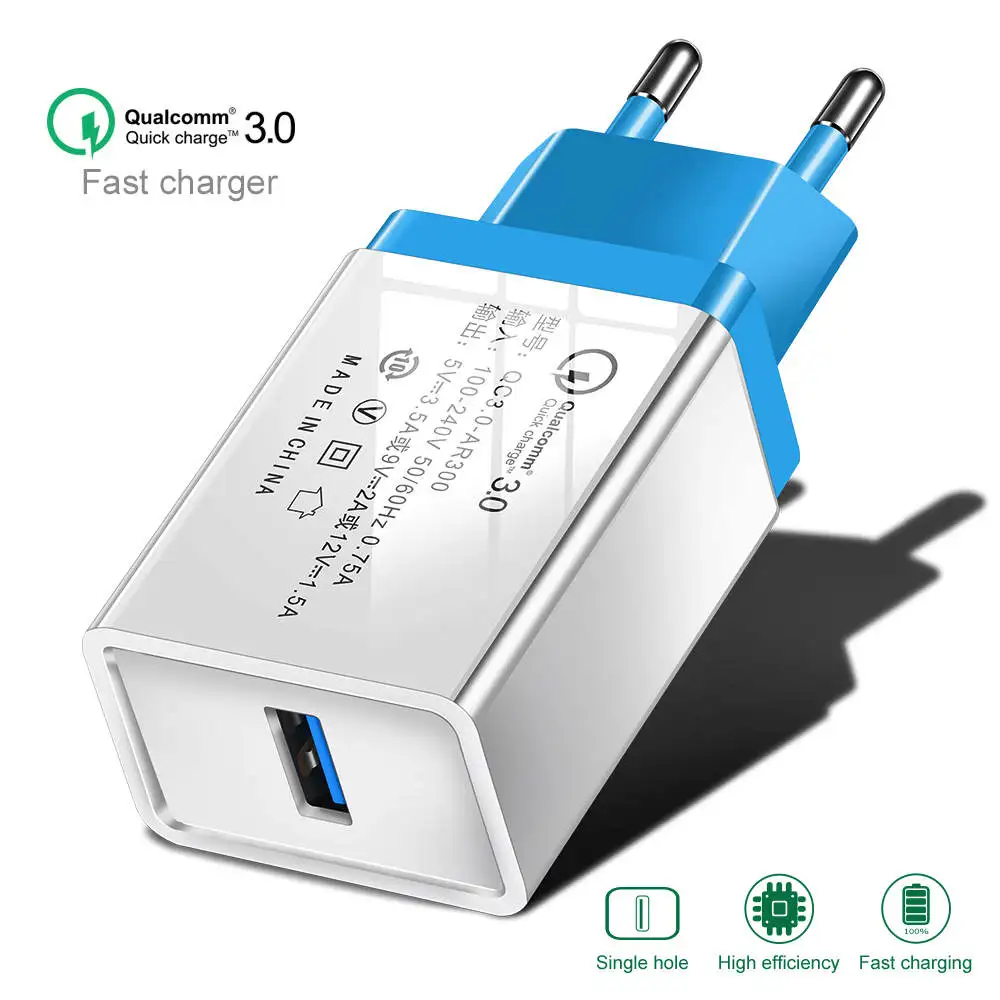 Зарядное устройство USB Quick Charge 3,0 2,0, настенный адаптер для быстрой зарядки для iPhone XR, samsung S8, планшетов, зарядное устройство для мобильных телефонов с европейской вилкой - Тип штекера: Sky Blue-EU