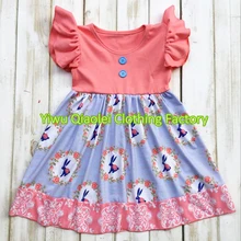 2017 Printemps clorhing ensembles De Pâques Jour corail lapin tenues en stock coton de haute qualité