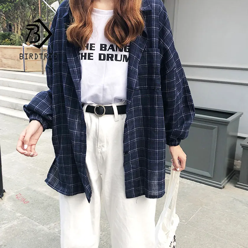 Рубашка женская, винтажная, с отложным воротником и длинным рукавом, T8D512Z, 2019|Блузки и рубашки|   | АлиЭкспресс